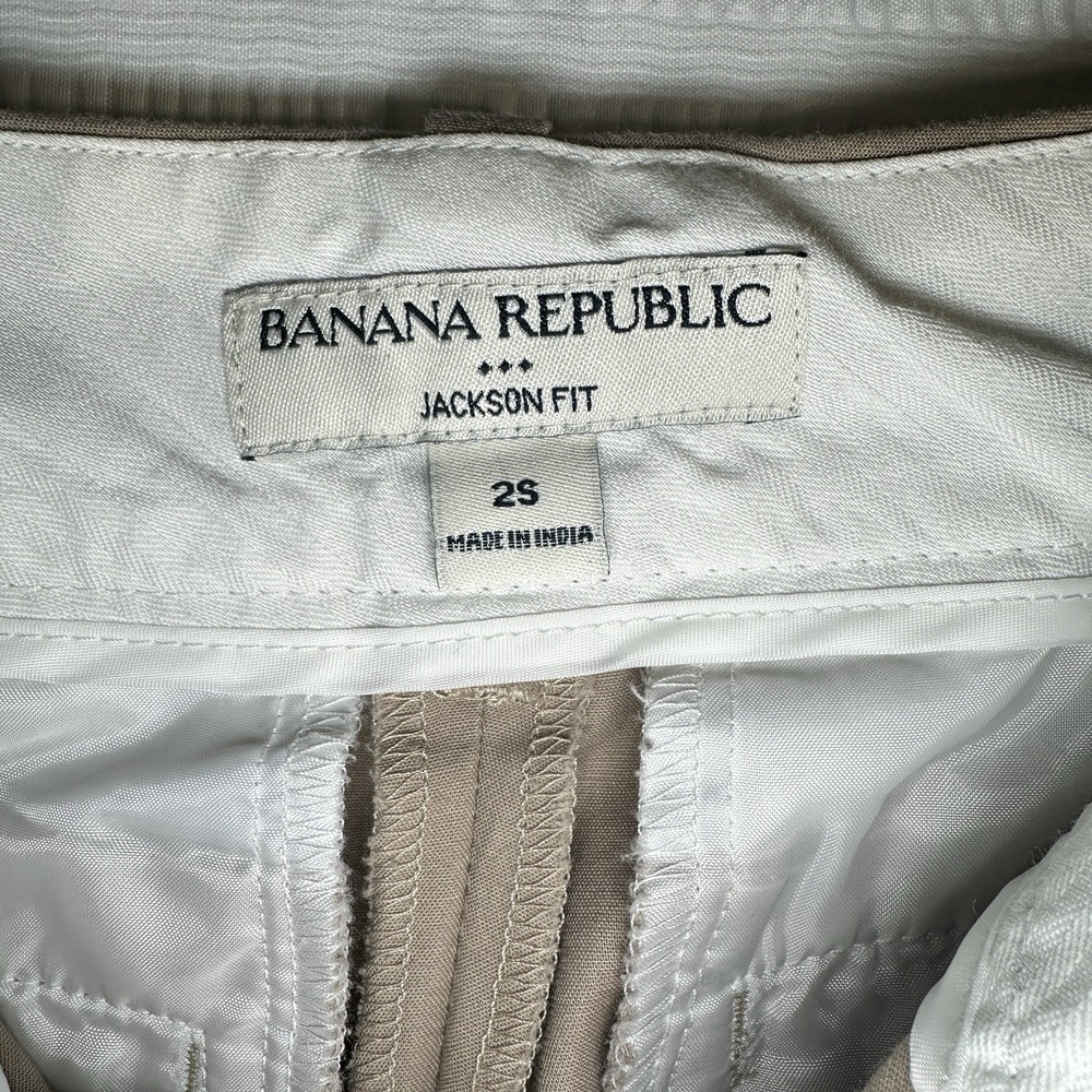 Banana Republic Jackson Fit Womens Khaki Wide Leg Cuffed Pants Slacks 2S - Picture 9 of 13